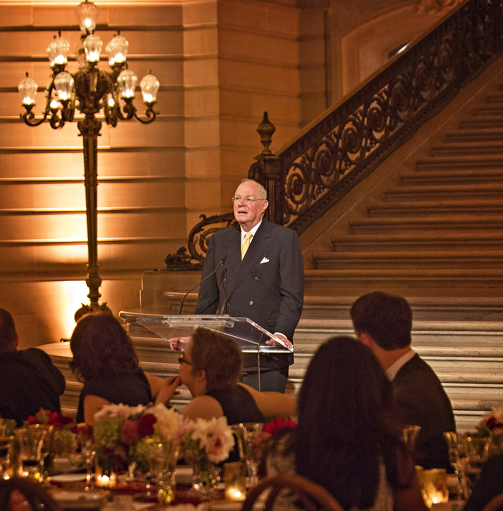U.S. Supreme Court Justice Anthony M. Kennedy speaks to the Academy's assemblage at City Hall in San Francisco.